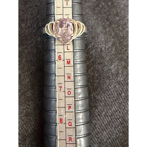 Vintage Sterling Silver Size 5 Amethyst Heart Ring  #351 - Picture 2 of 7